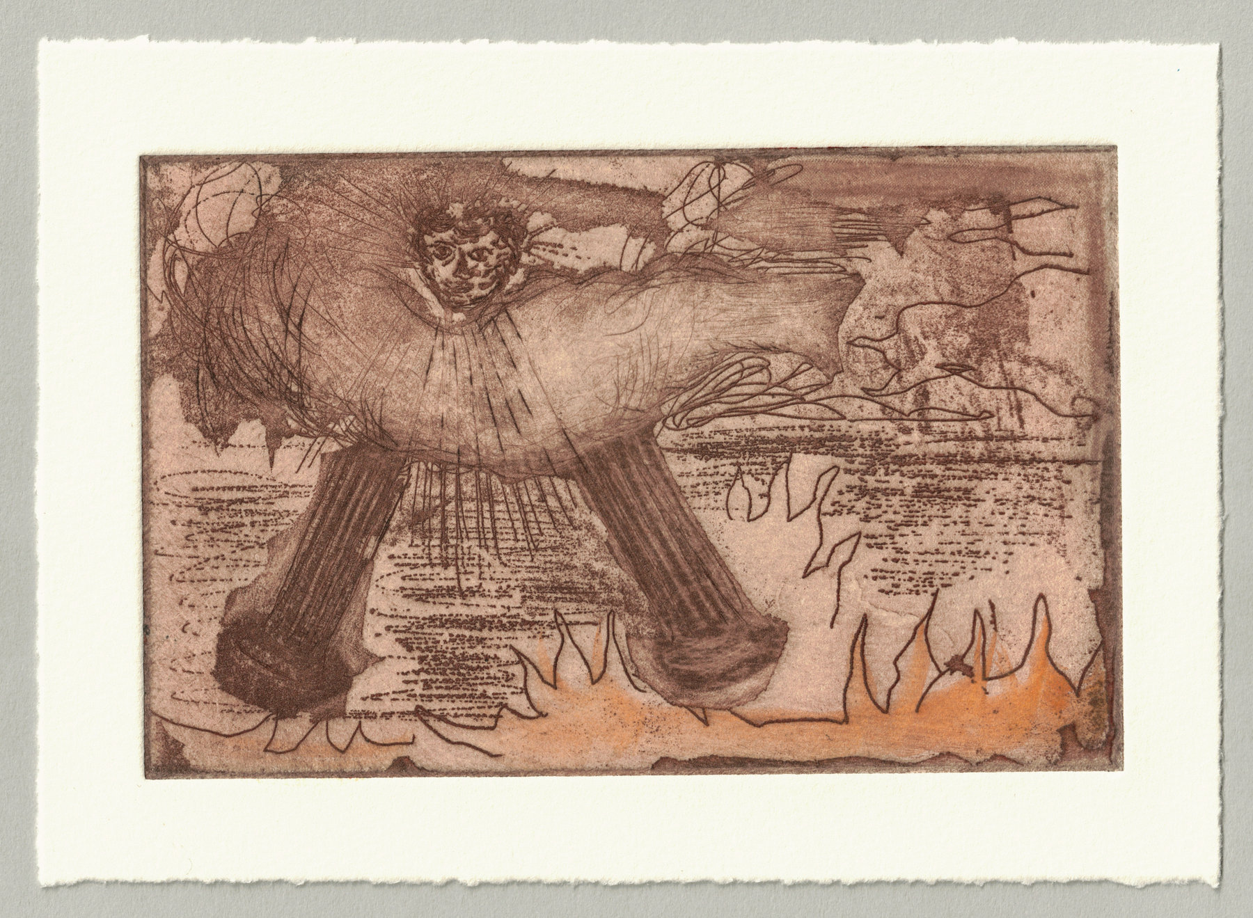 Oliver McConnie, St Johns Vision, etching, 9 x 14cm, 2014. Full sheet.