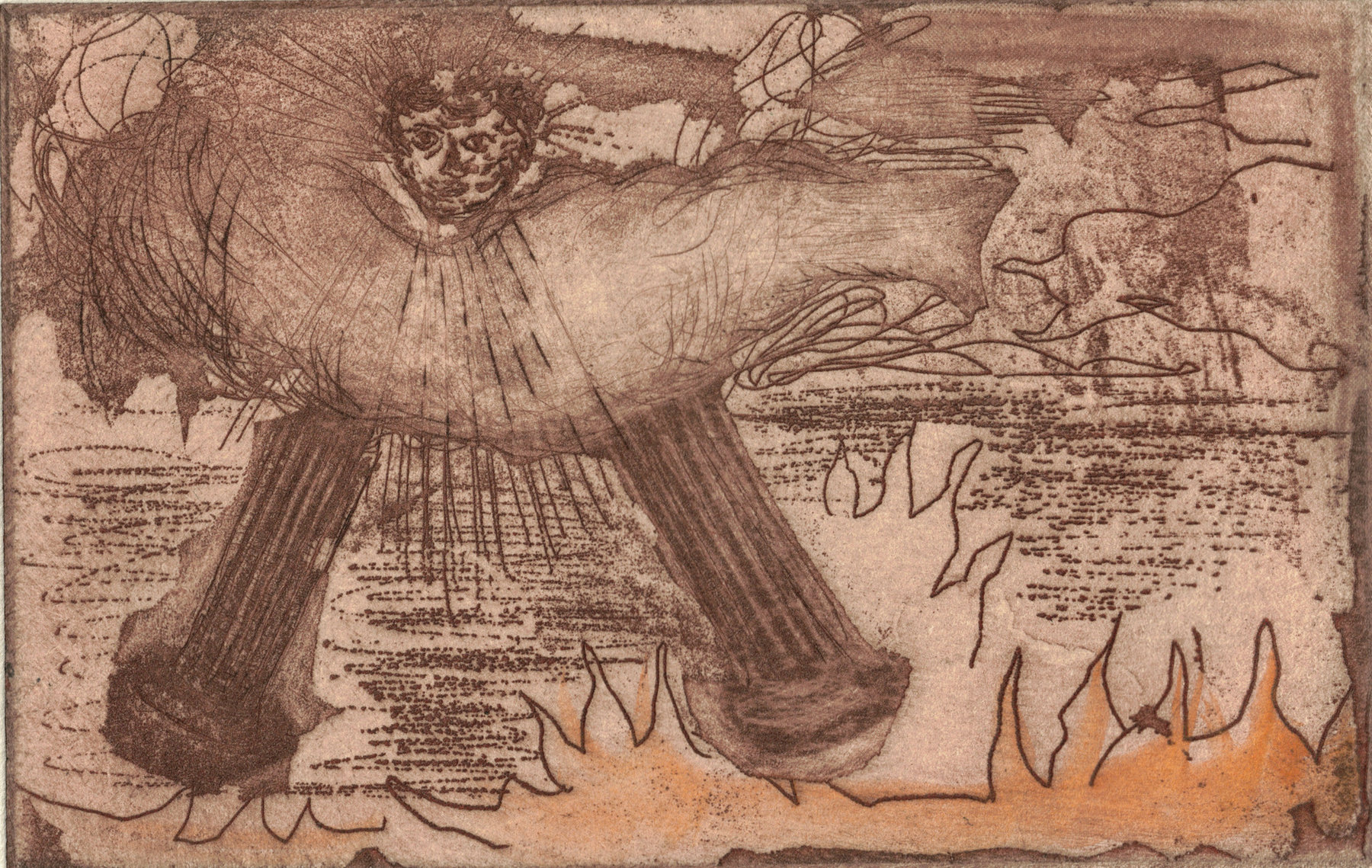 Oliver McConnie, St Johns Vision, etching, 9 x 14cm, 2014. Plate mark crop.