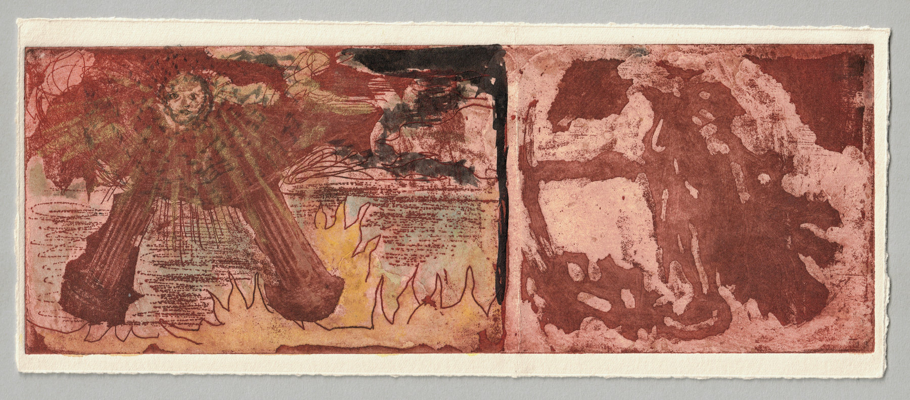 Oliver McConnie, St Johns Vision, etching, 9 x 14cm, 2014. State proof. Full sheet.