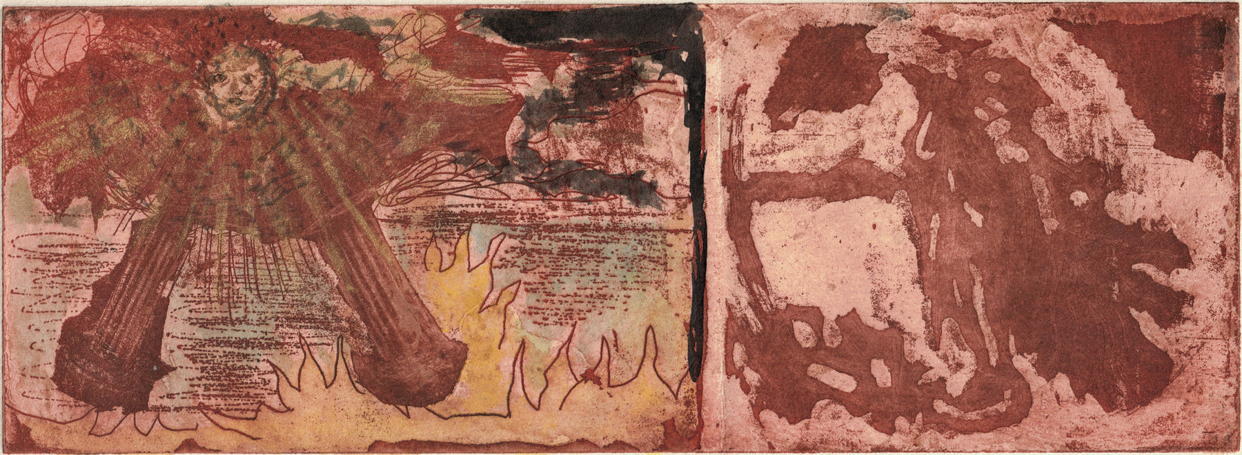 Oliver McConnie, St Johns Vision, etching, 9 x 14cm, 2014. State proof. Plate mark crop.