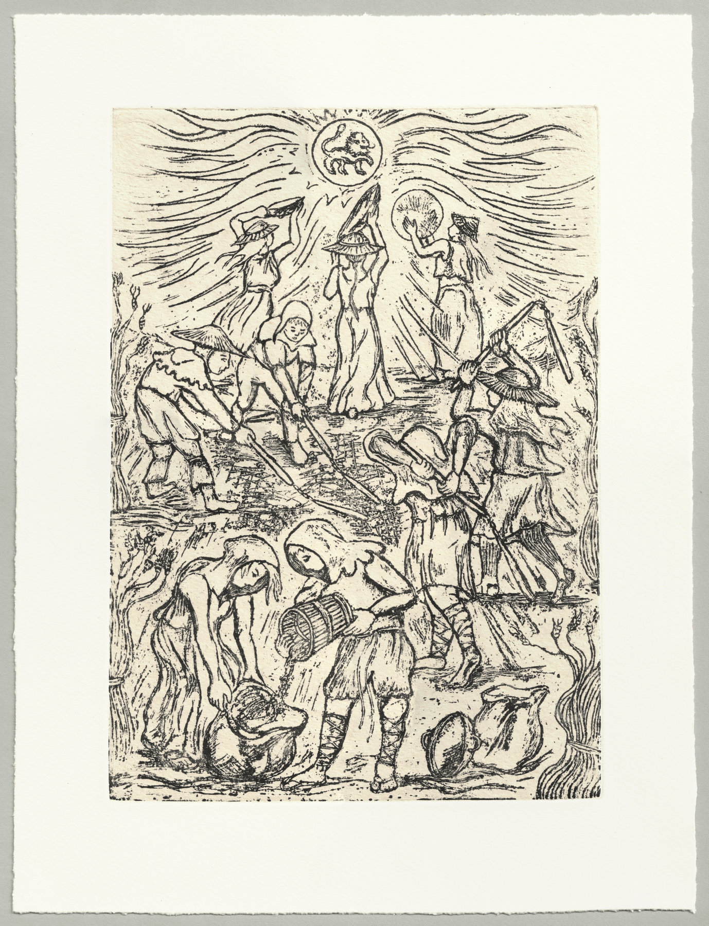 Oliver McConnie, The Miller's Prelude, relief etching, 28 x 19cm, 2026. Full sheet.