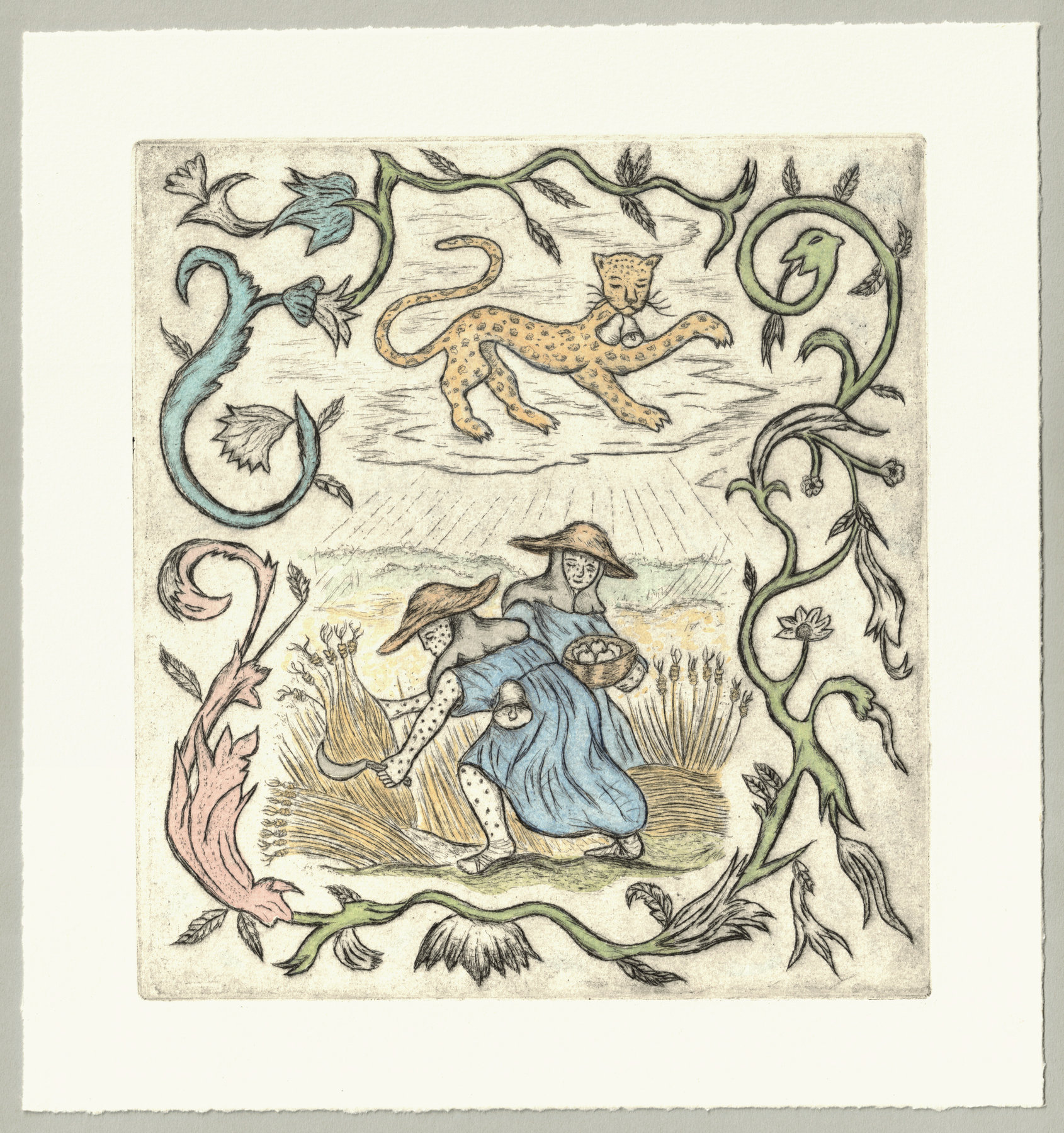 Oliver McConnie, Veiled Refrain, drypoint, 21 x 19cm, 2025. Full sheet.