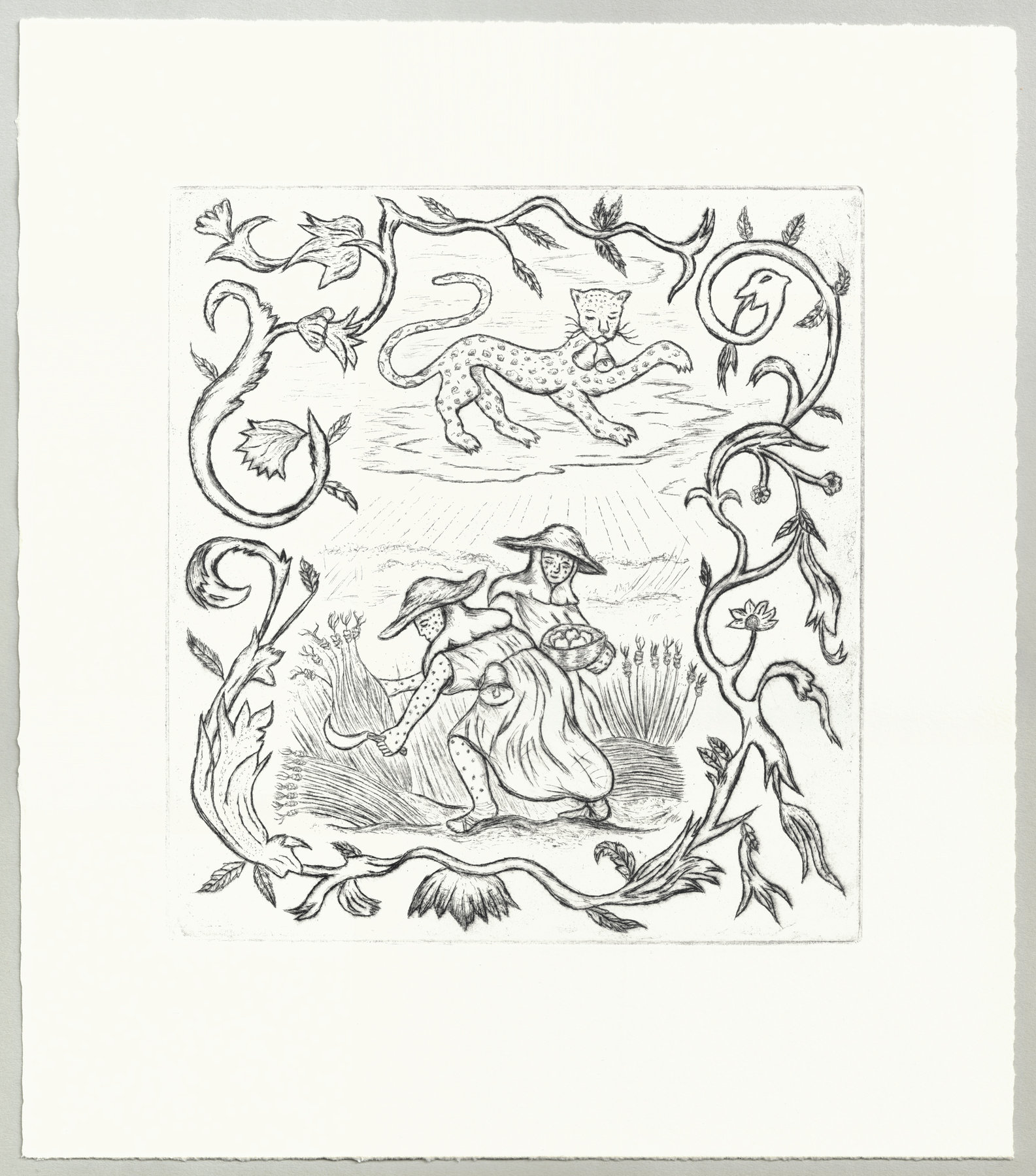 Oliver McConnie, Veiled Refrain, drypoint, 21 x 19cm, 2025. Full sheet.