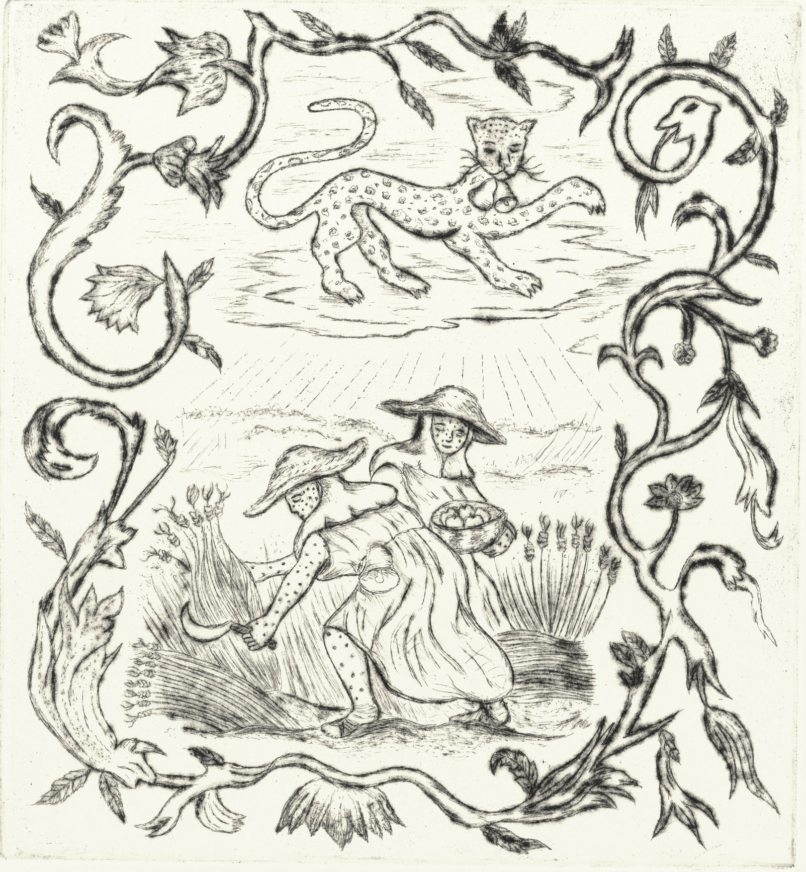 Oliver McConnie, Veiled Refrain, drypoint, 21 x 19cm, 2025. Plate mark crop.