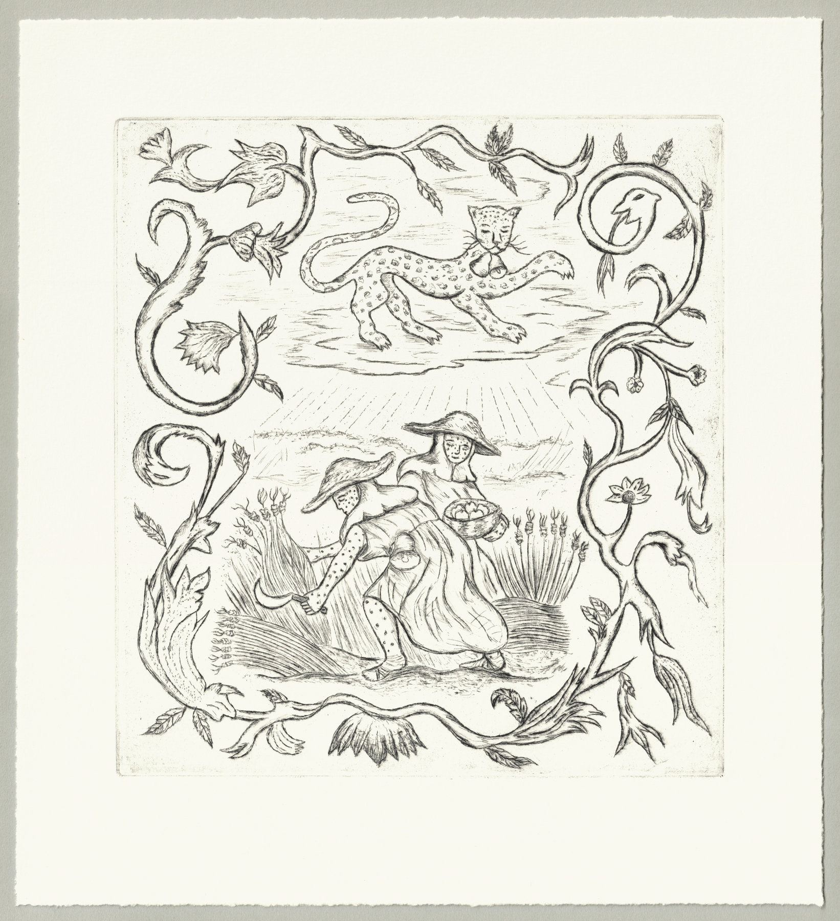 Oliver McConnie, Veiled Refrain, drypoint, 21 x 19cm, 2025. Full sheet.